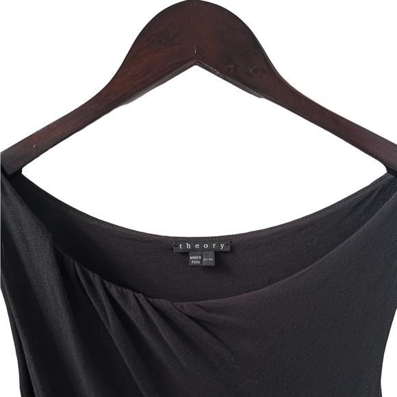 Theory Black Sleeveless Side Draped Dress Size 0 - Picture 2 of 7